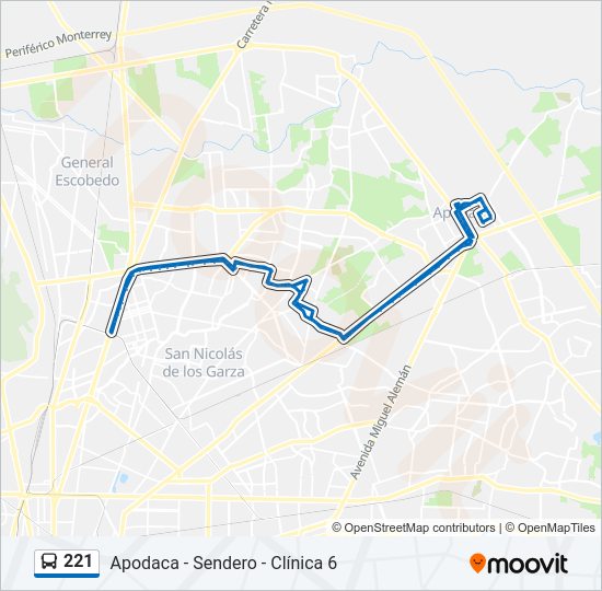 Mapa de 221 de autobús