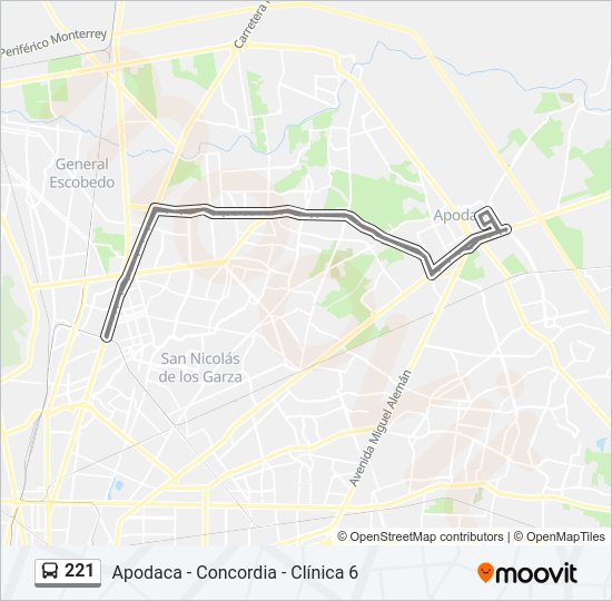 Mapa de 221 de autobús