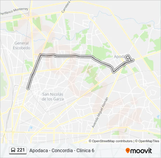 221 Bus Line Map