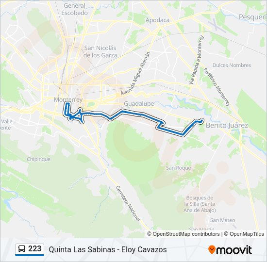 Mapa de 223 de autobús