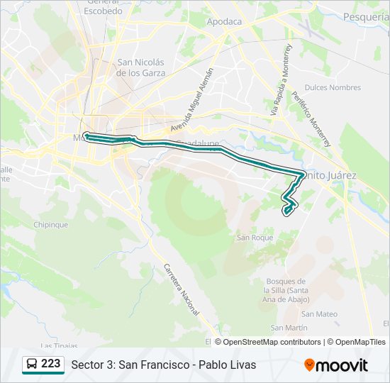 Mapa de 223 de autobús