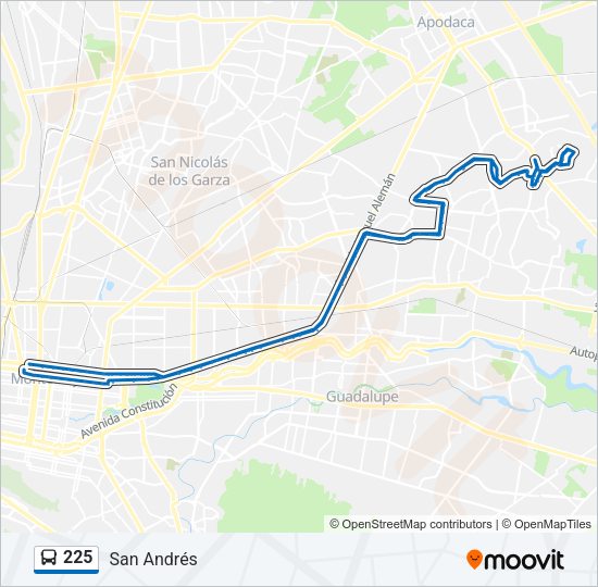 Mapa de 225 de autobús