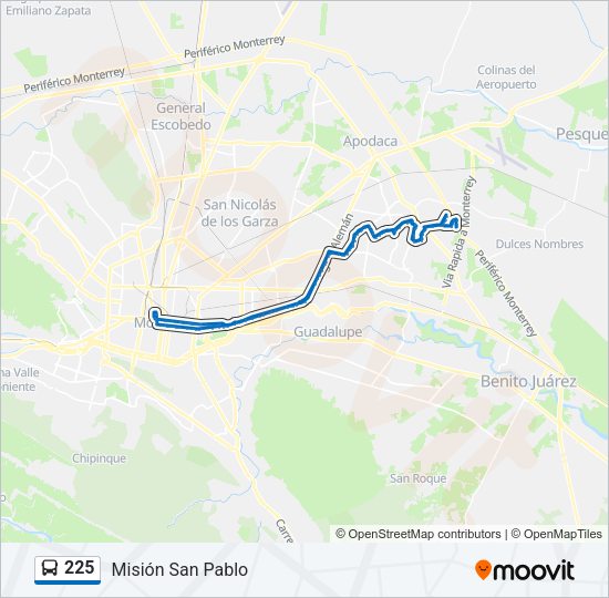 Mapa de 225 de autobús