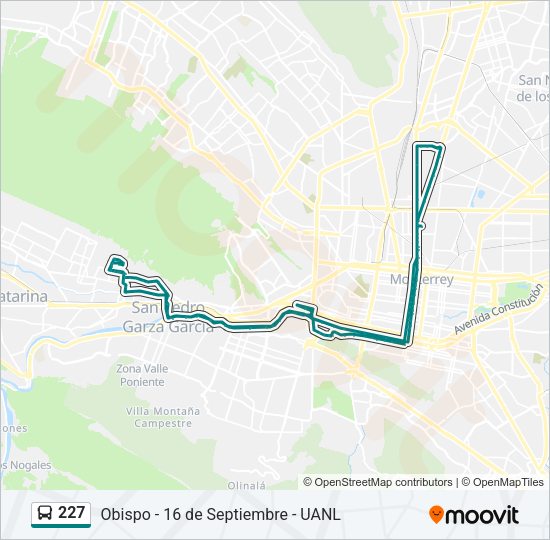 Mapa de 227 de autobús