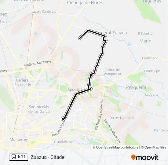 611 Bus Line Map