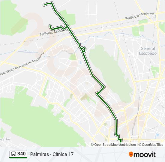 Mapa de 340 de autobús