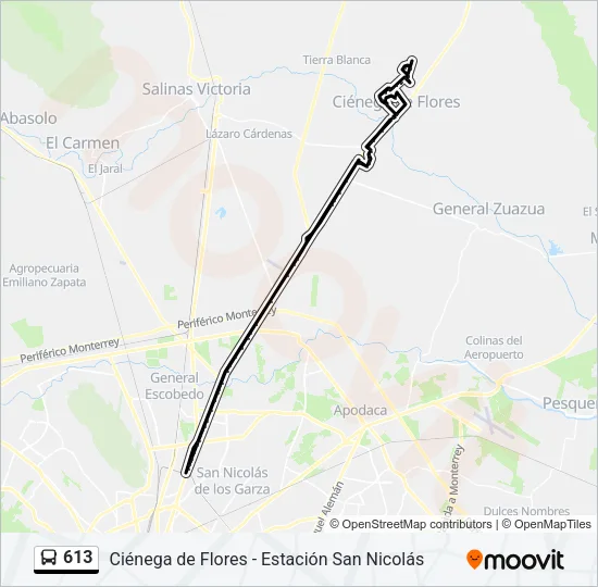 613 Bus Line Map