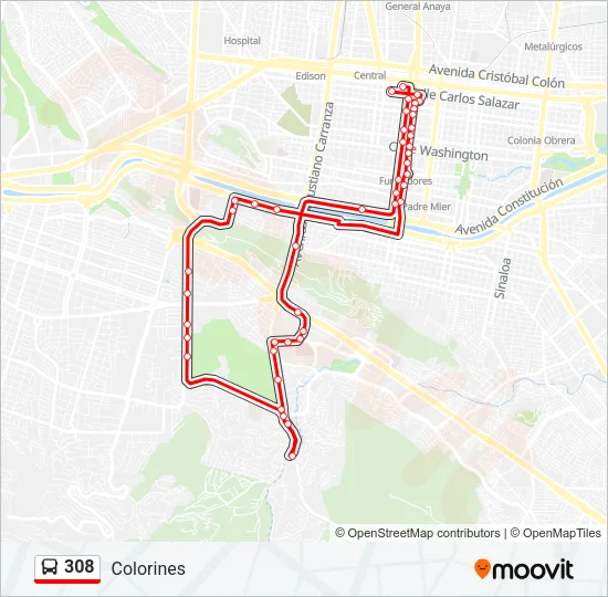 308 Bus Line Map