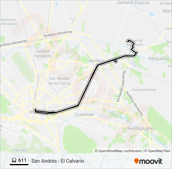 611 Bus Line Map