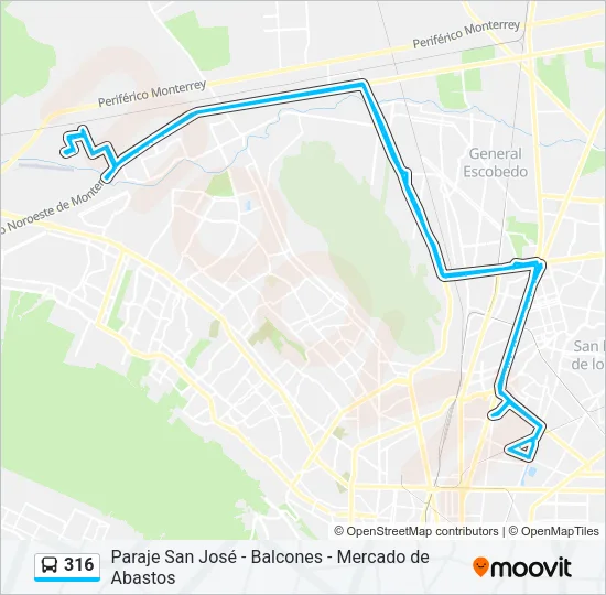 316 Bus Line Map