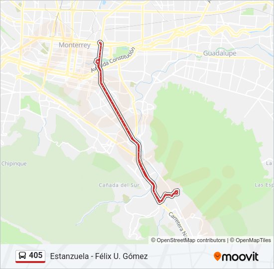 Mapa de 405 de autobús
