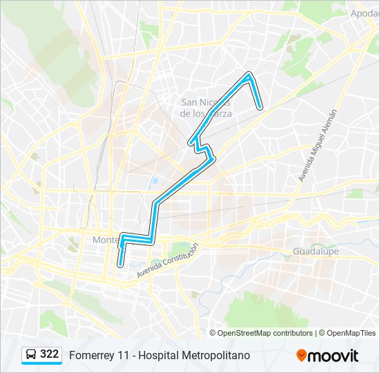 Mapa de 322 de autobús