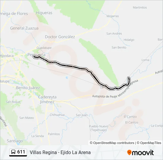 611 Bus Line Map