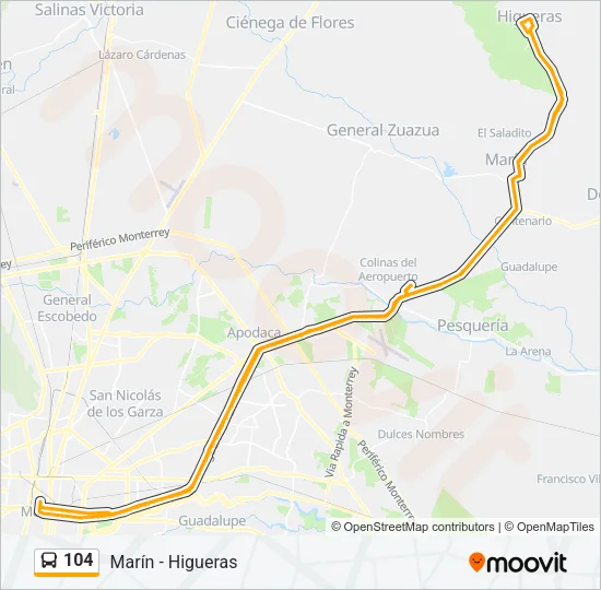 104 Bus Line Map