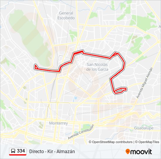 334 bus Line Map