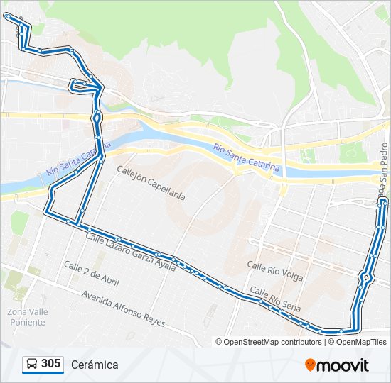 Mapa de 305 de autobús