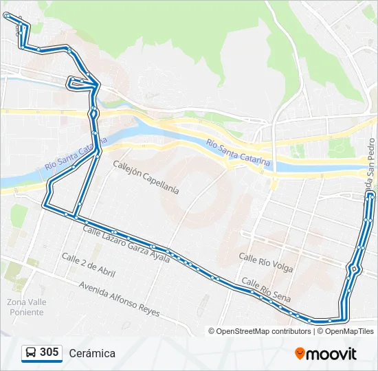 305 Bus Line Map