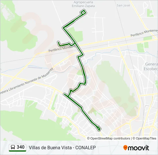340 Bus Line Map