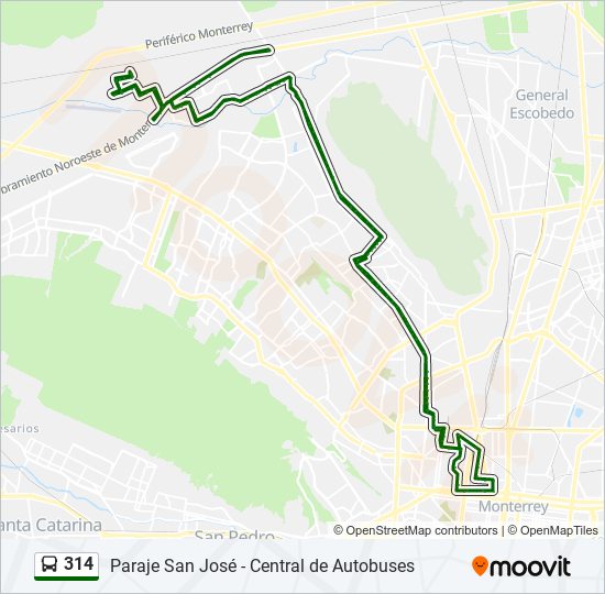 Mapa de 314 de autobús