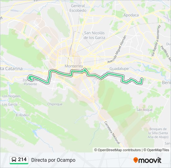 Mapa de 214 de autobús