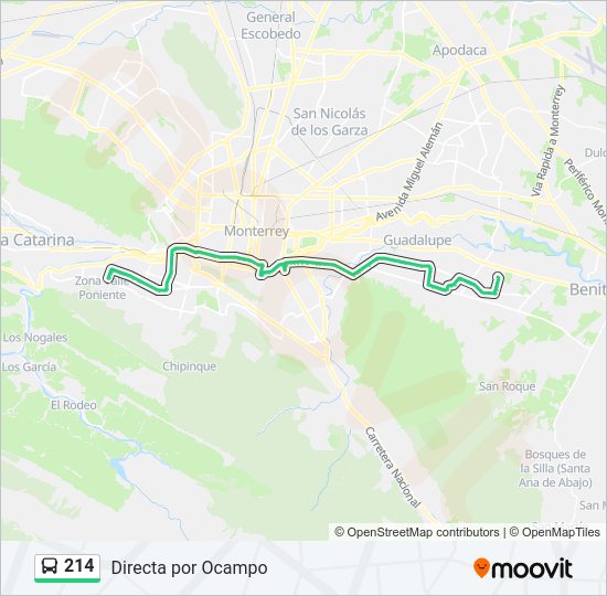 Mapa de 214 de autobús