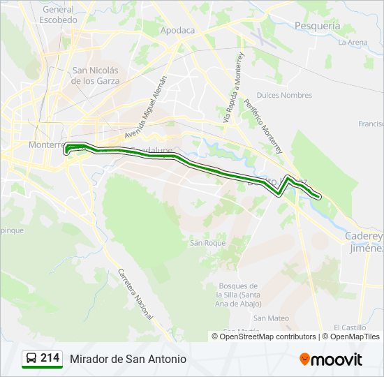 Mapa de 214 de autobús