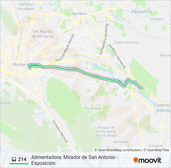 Mapa de 214 de autobús