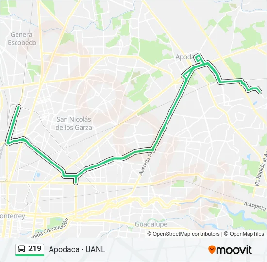 219 Bus Line Map