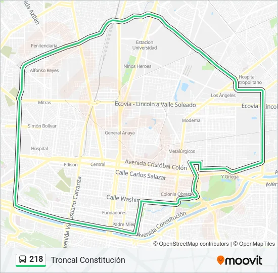 218 Bus Line Map