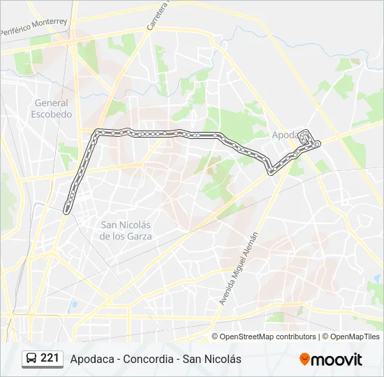 221 Bus Line Map
