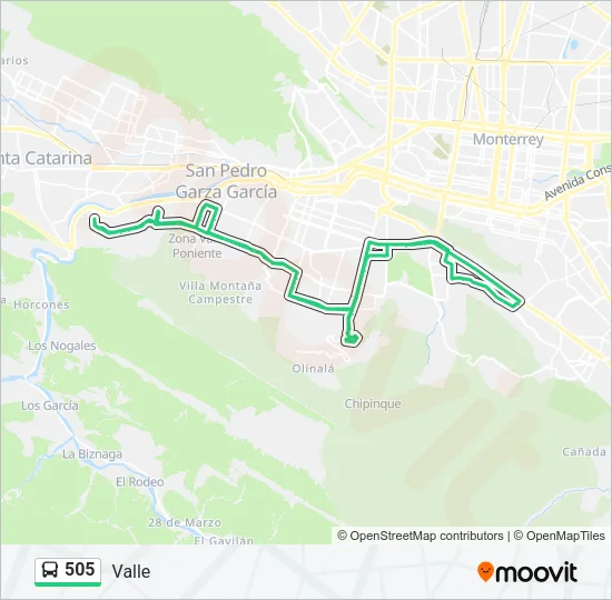 505 Bus Line Map