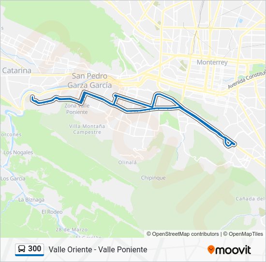 Ruta 300: horarios, paradas y mapas - Valle Oriente - Valle Poniente ...