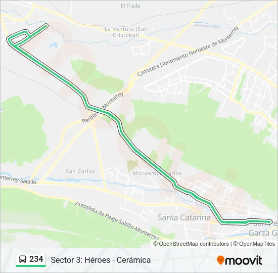 234 Bus Line Map