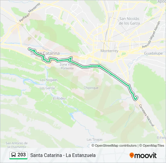 203 Bus Line Map