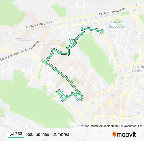 233 Route: Schedules, Stops & Maps - Raúl Salinas - Cumbres (Updated)