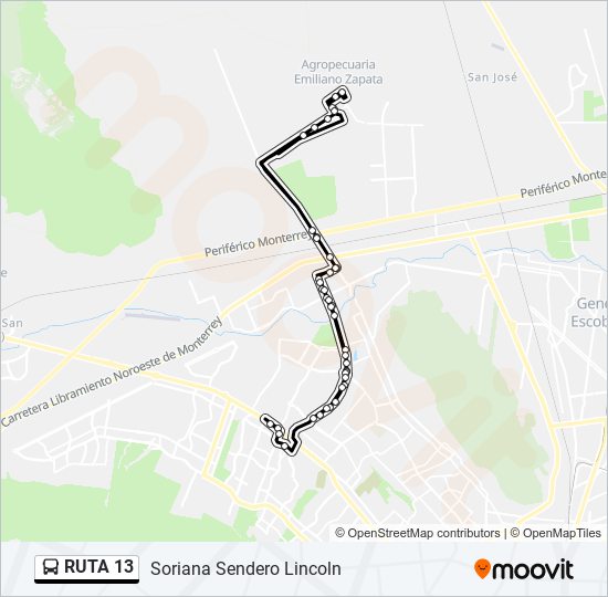 Ruta 13: horarios, paradas y mapas - Soriana Sendero Lincoln (Actualizado)