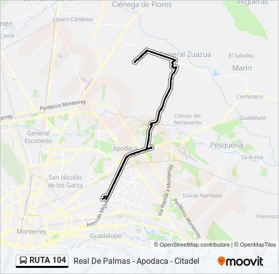 Ruta 104: horarios, paradas y mapas - Real de Palmas - Citadel (Actualizado)