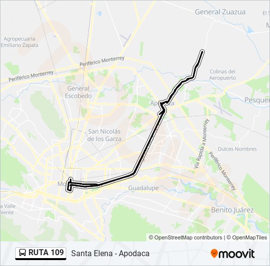 Ruta 109: horarios, paradas y mapas - Santa Elena - Apodaca (Actualizado)