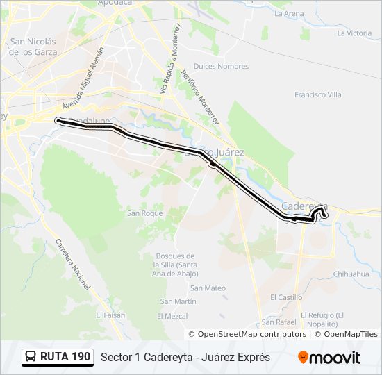 Ruta 190 Route Schedules Stops Maps Cadereyta Ju rez Expr s