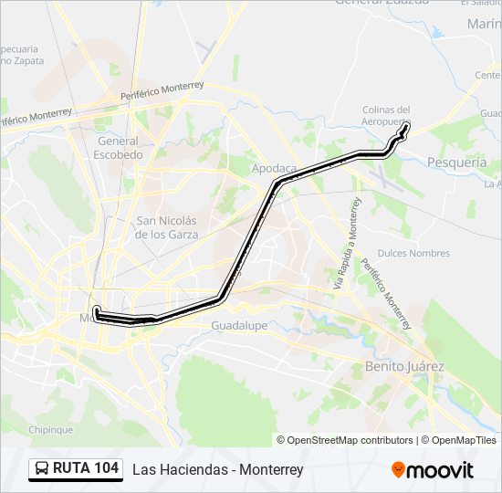 Ruta 104: horarios, paradas y mapas - Las Haciendas - Monterrey  (Actualizado)