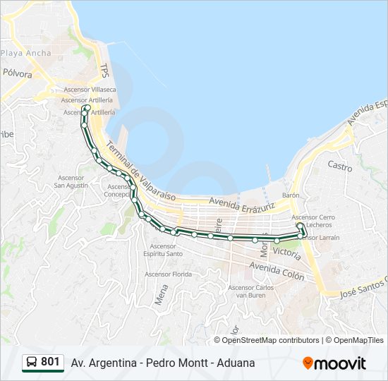 Mapa de 801 de autobús