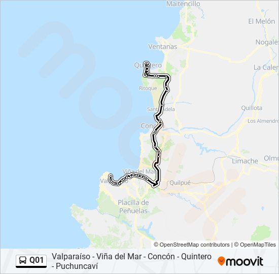 Q01 bus Line Map