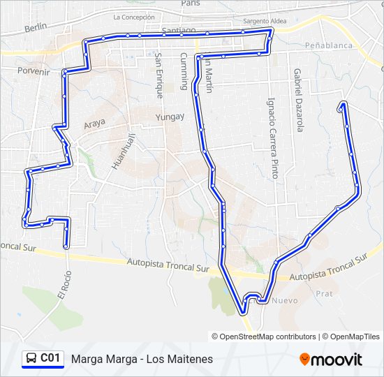 Mapa de C01 de autobús