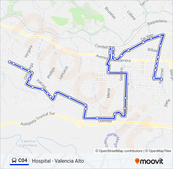 Mapa de C04 de autobús