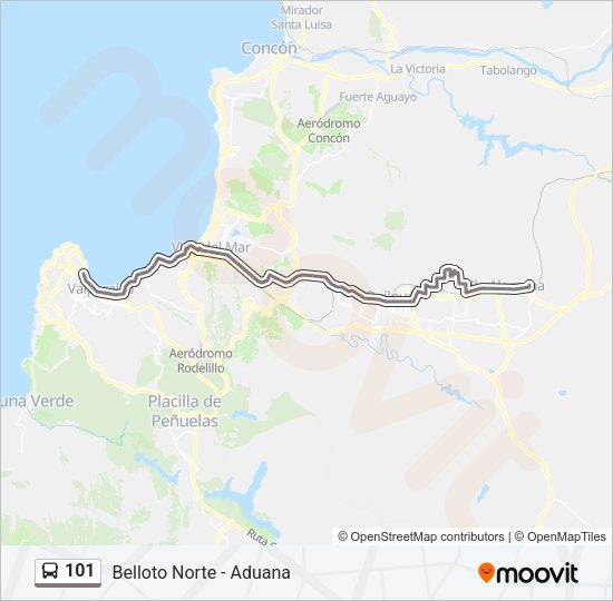 Mapa de 101 de autobús