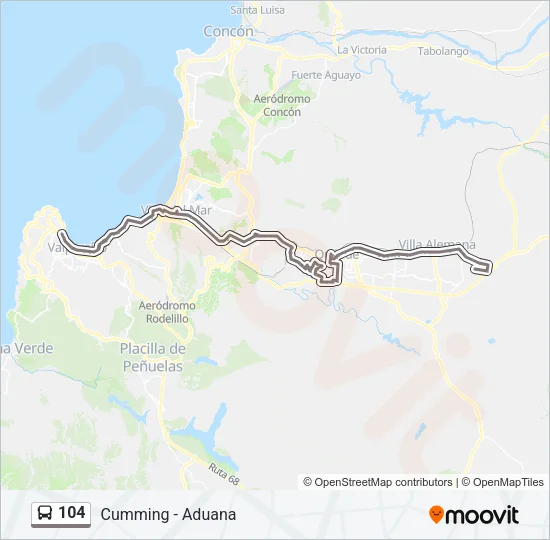 104 Bus Line Map