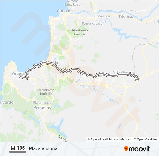 Mapa de 105 de autobús