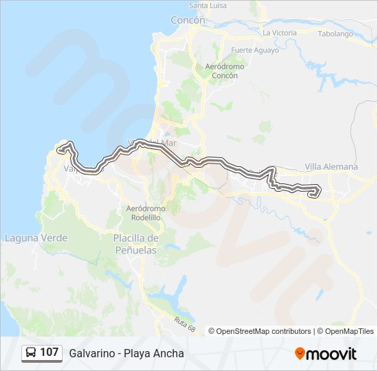 Mapa de 107 de autobús