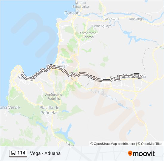 Mapa de 114 de autobús