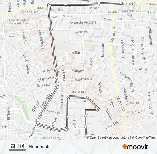 116 Bus Line Map